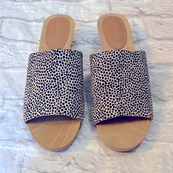 Madewell Evelyn Slide Clog Sandal in Spotted Calf Hair, size 9 - Picture 1 of 7